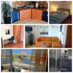 Kolaž fotografija apartmana Jasna s kuhinjom, dnevnim boravkom, spavaćom sobom, kupaonicom i balkonom